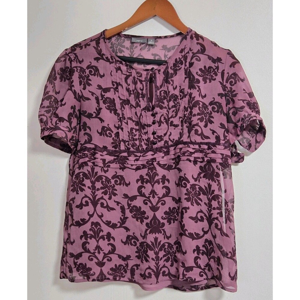 APT 9 Blouse Womens M Top Purple Floral Whimisgoth Fairy Grunge Babydoll Lined